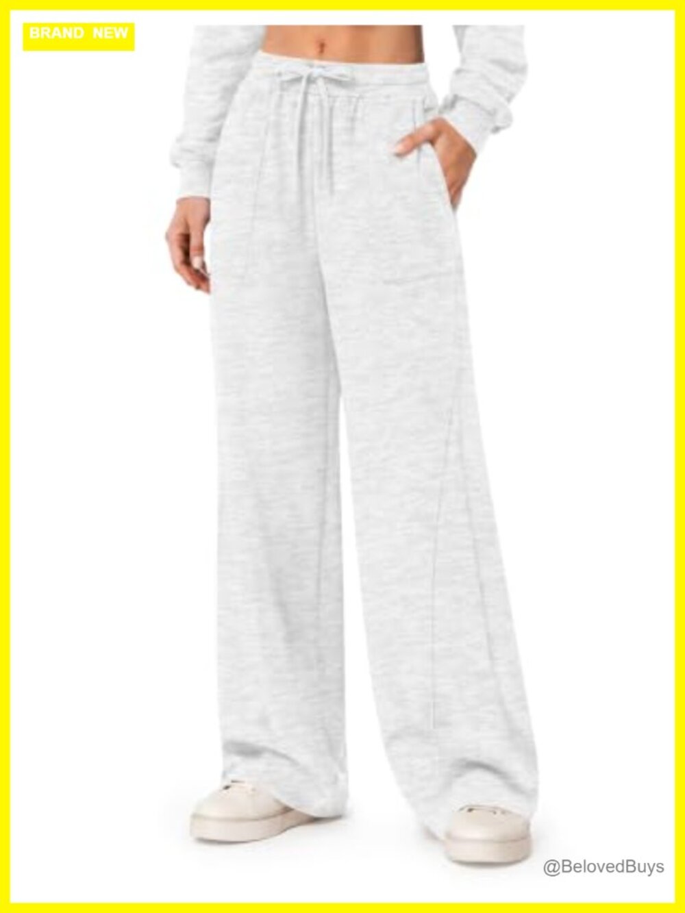 Wide Leg Fleece Sweatpants Cotton Polyester Drawstring Pocket